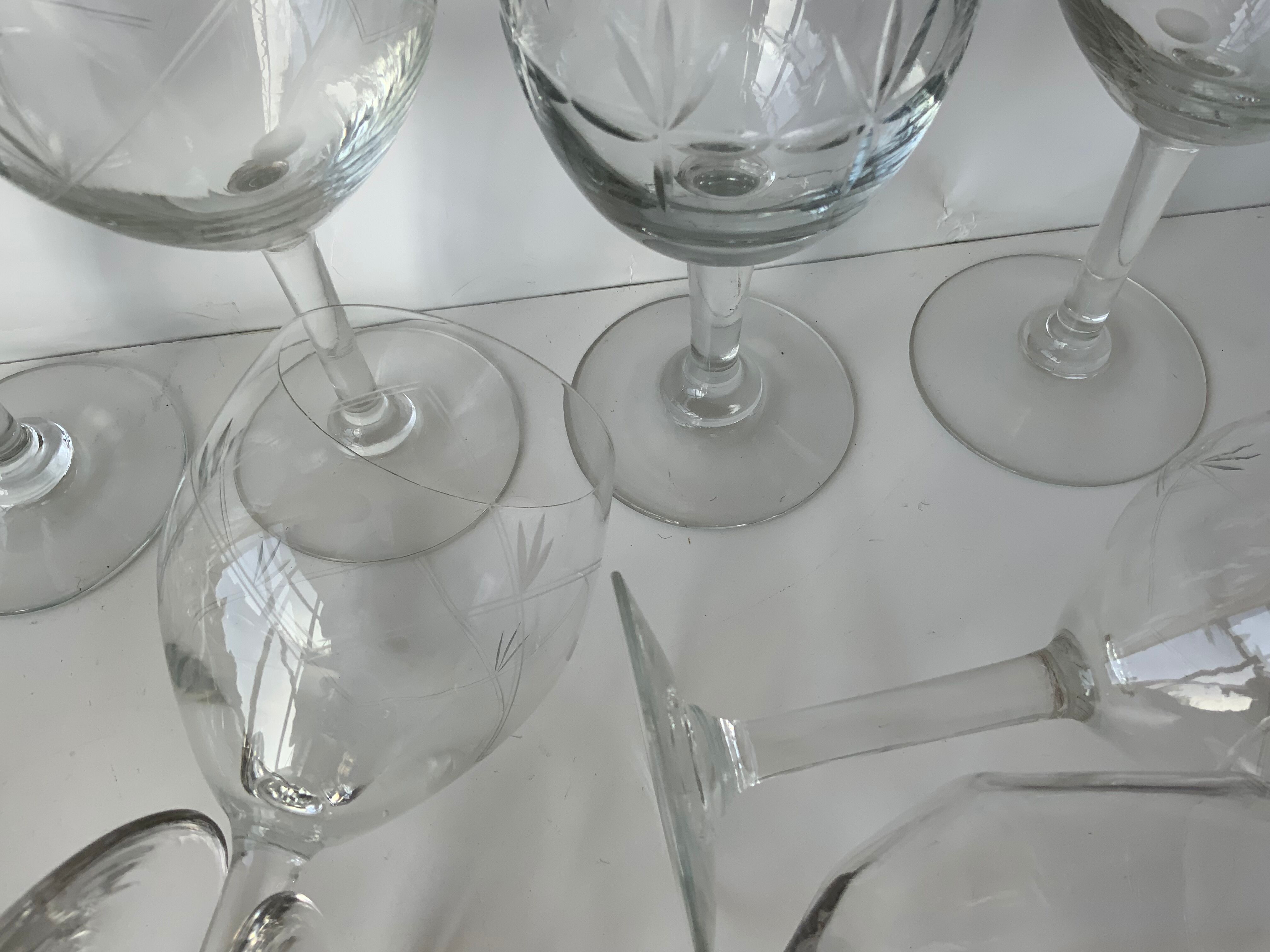 15 antique glasses mismatched