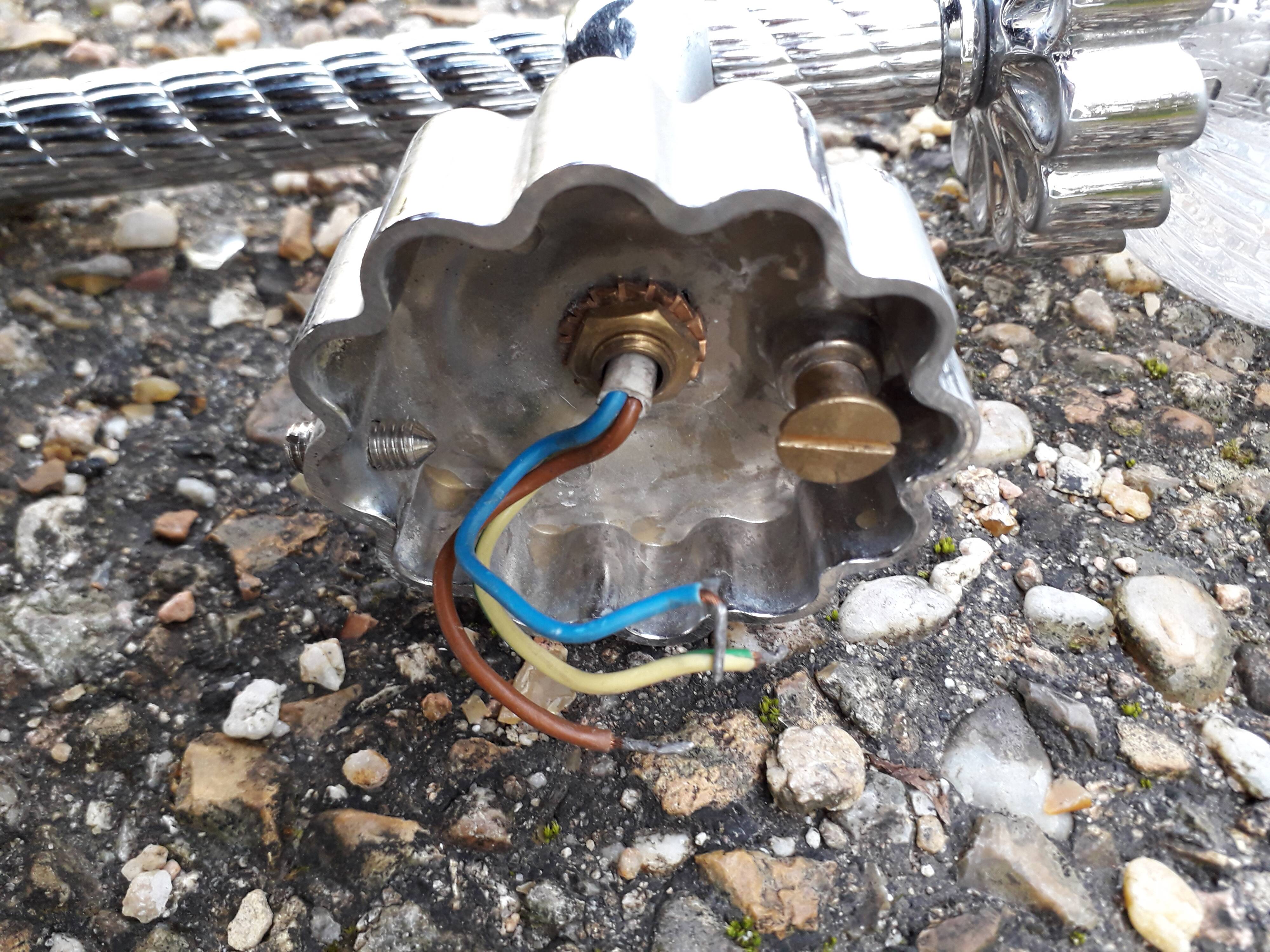 Pair of chrome and bubbled glass wall lights