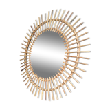 Large rattan sun mirror circa 1960 72 cm in diameter