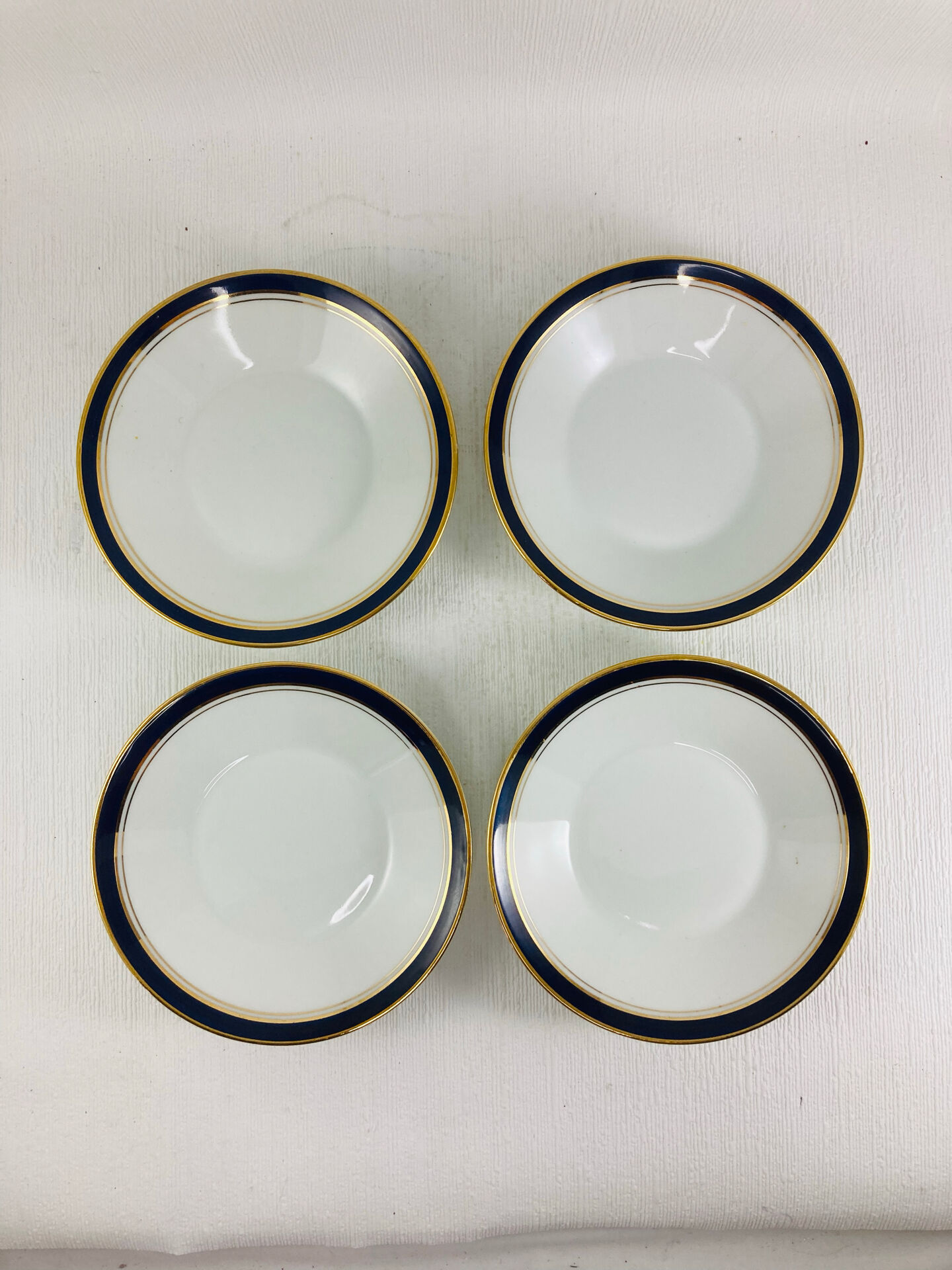 4 Cups and Saucers for Coffee Haviland Model Ambassade (blue rim)
