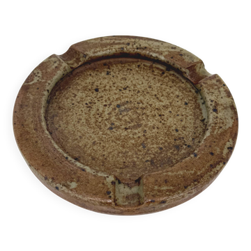 Vintage speckled brown glazed stoneware ashtray