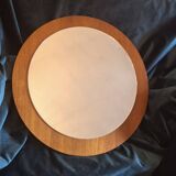 Teak circular bevelled wall mirror, Denmark 1960s