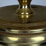 Midcentury bamboo and brass large mushroom table lamp by Leola, 1960s