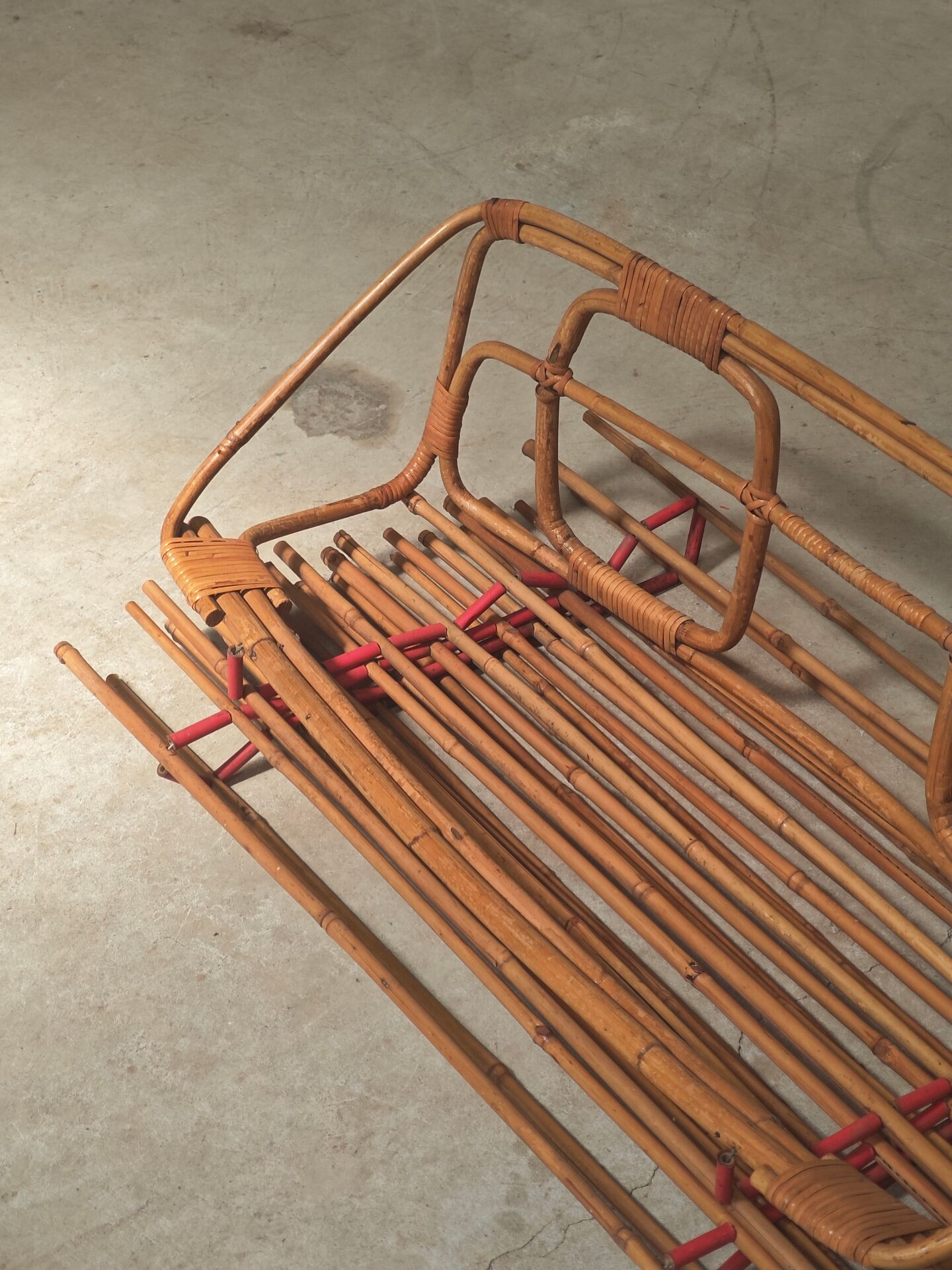 Wall-mounted coat rack in rattan, Czechoslovakia 1960
