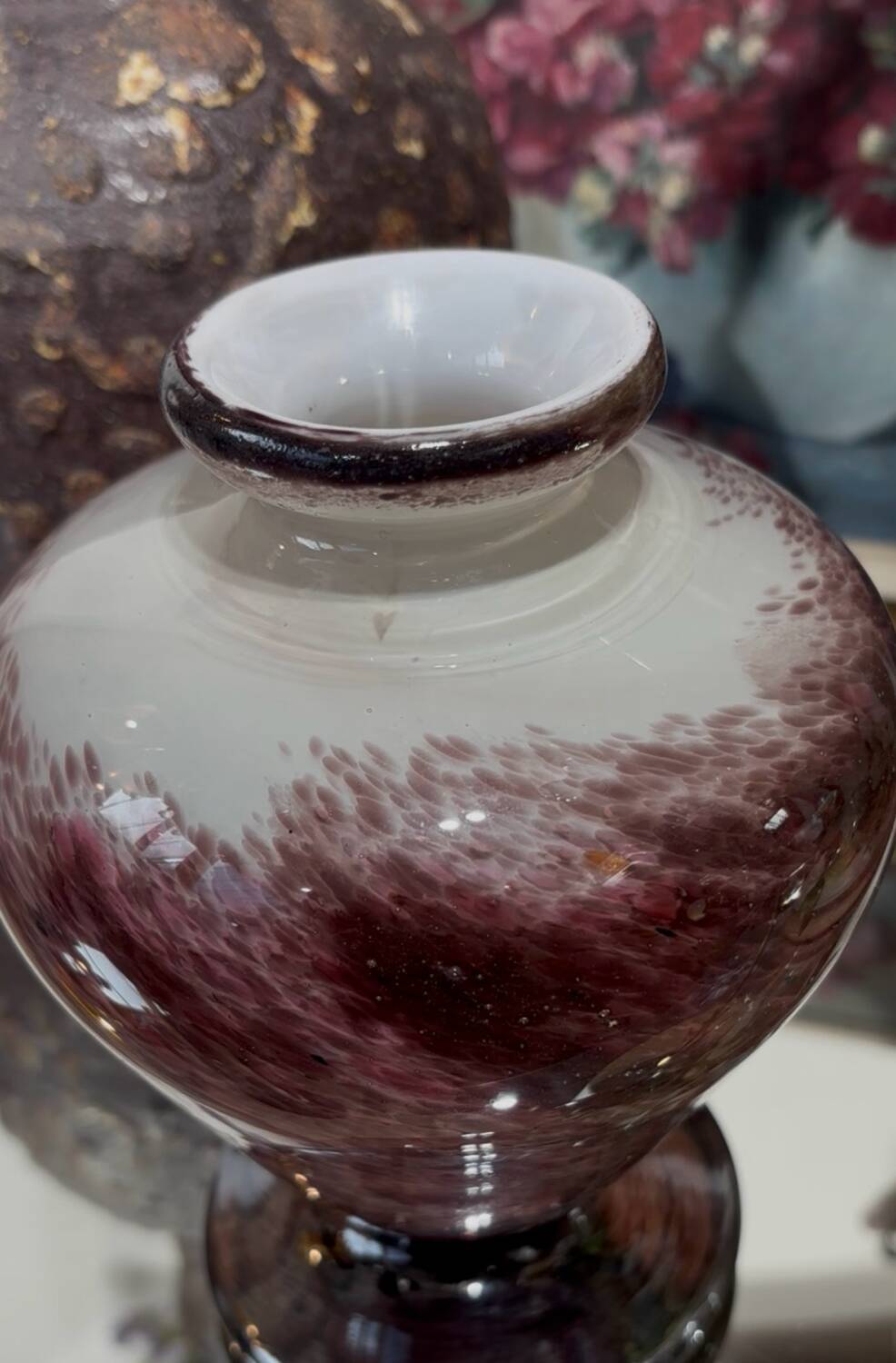Blown glass round vase, signed Jean-Claude Novaro.