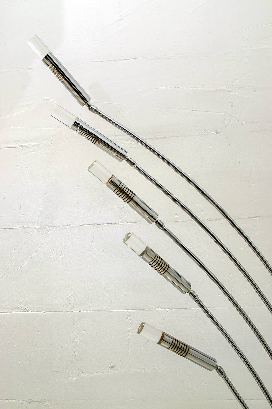 Midcentury Italian Arched Floor Lamp 5 Lights Chrome Metal and Lucite, 1960