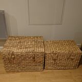 2 vintage wicker trunks