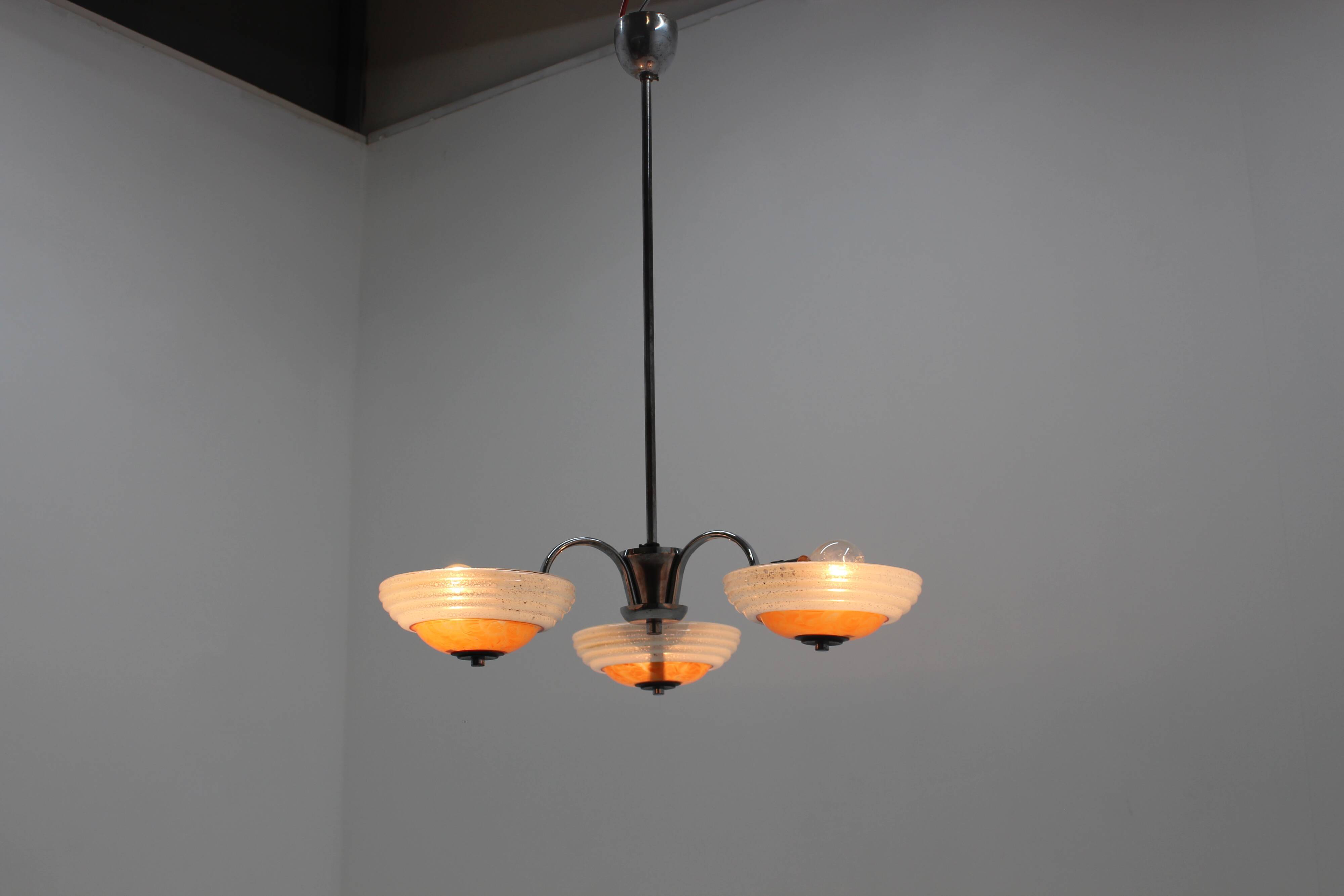 Lustre chrome art déco, Napako, 1930