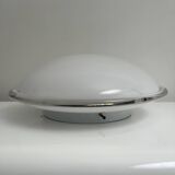 Vintage opal glass ceiling light Saturne Leucos 1970 Italy Diameter 39