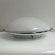 Vintage opal glass ceiling light Saturne Leucos 1970 Italy Diameter 39