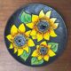 Assiette murale de poterie d'atelier allemande du milieu du siècle avec motif tournesol de Ruscha, années 1960