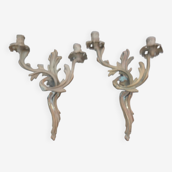 Pair of bronze wall lamps Louis XV style