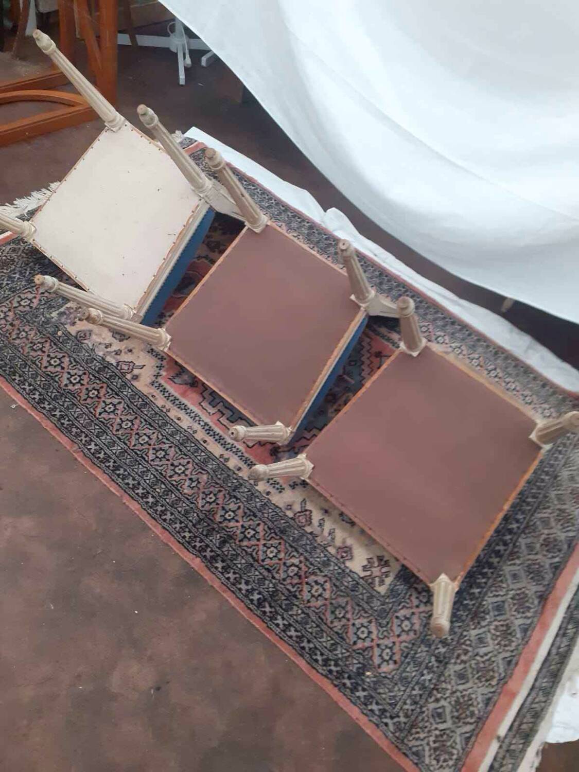 3 Antique Louis XVI style chairs with patina