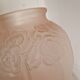 Large pink art deco vase in molded glass with flower decoration
