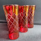 6 red glasses cut in orangeade – mid-twentieth