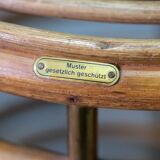 Mid-century bamboo and brass rocking chair and side table from fm, 1950s, set of 2.