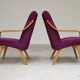 Pair of 6953 purple armchairs by Jaroslav Smidek for TON (Thonet)