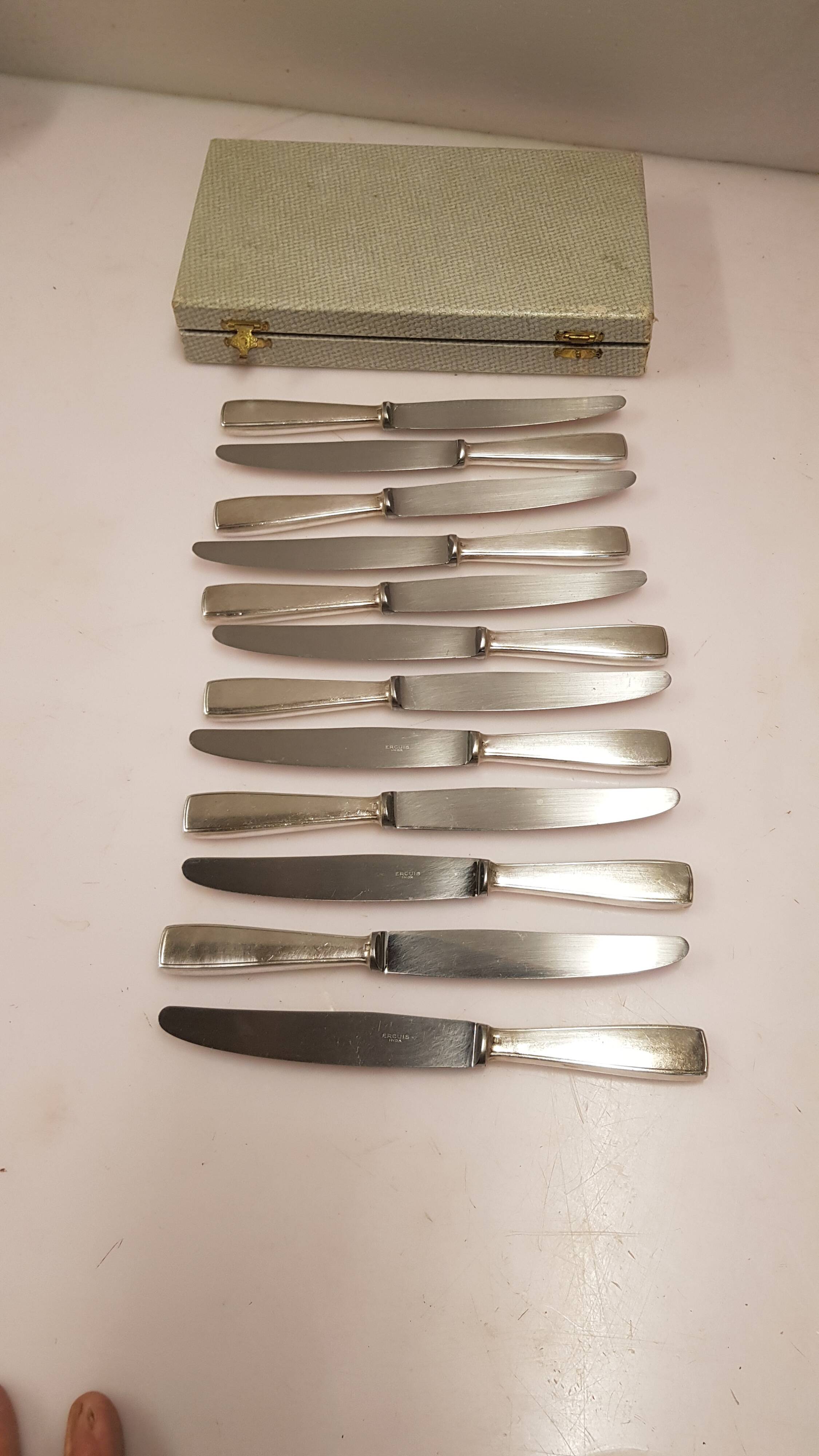 12 silver-plated knives, ercuis
