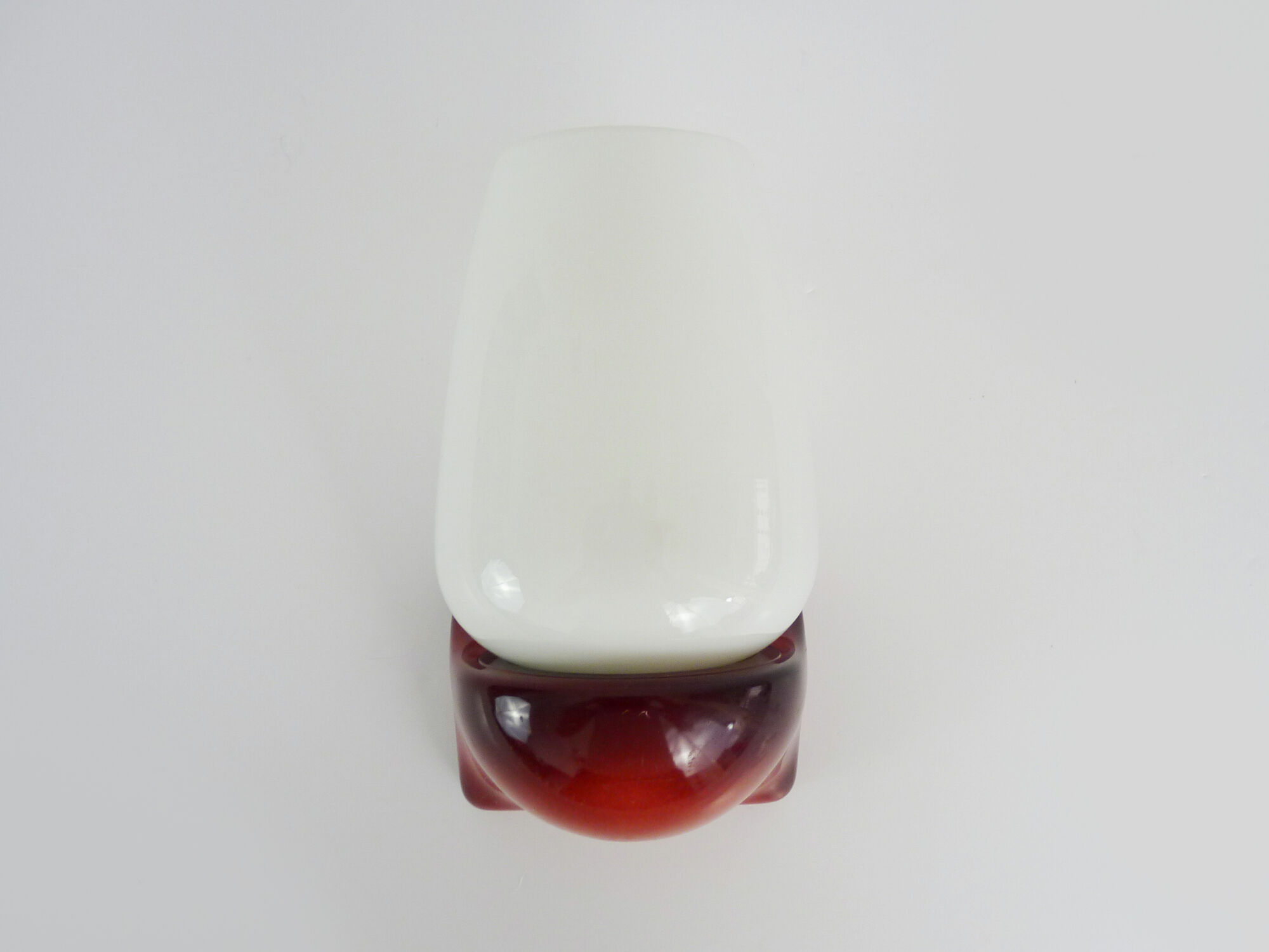 Vintage wall lamp in burgundy pvc and globe in white opaline. Year 70