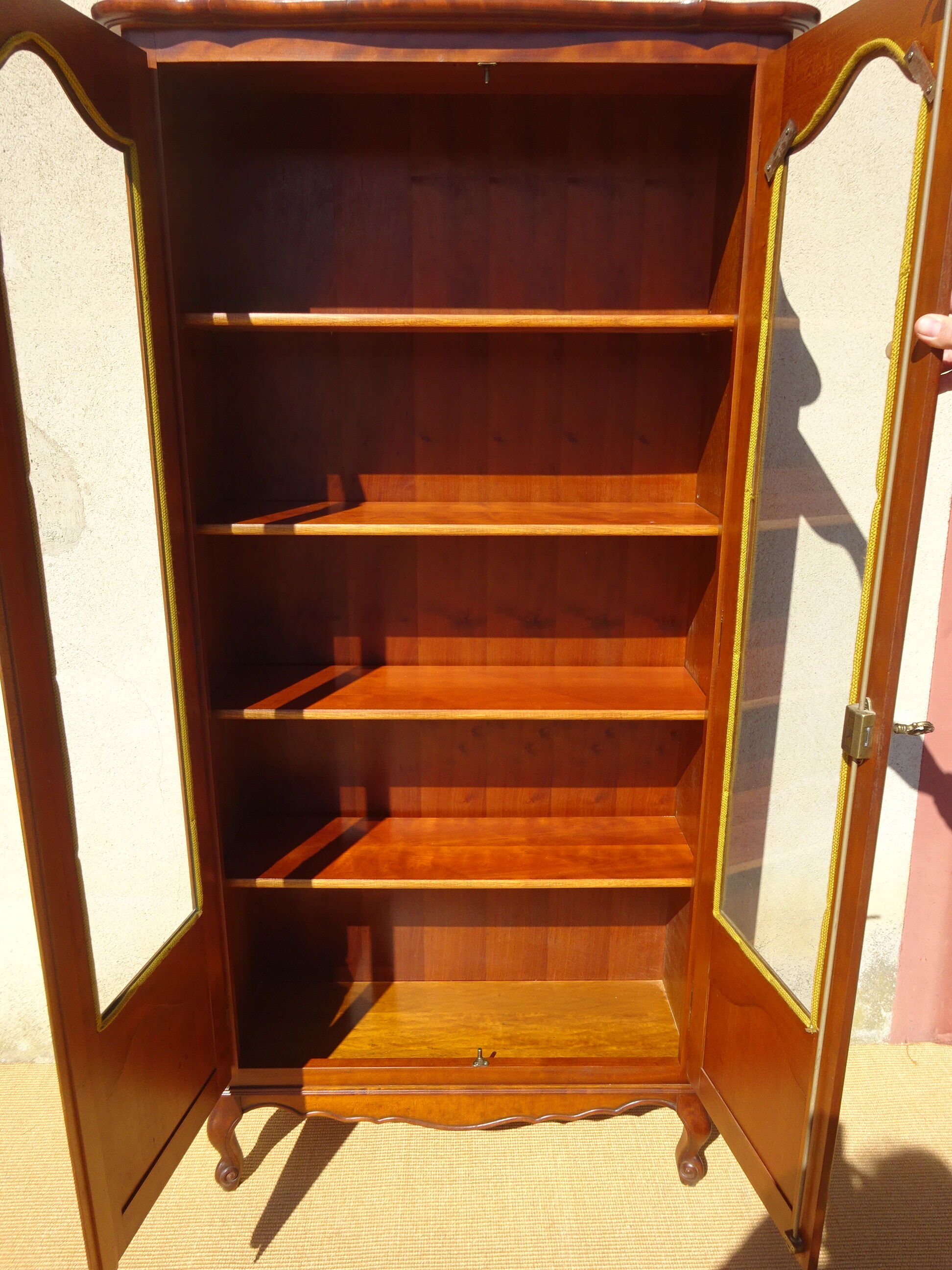 Shallow cherry wood showcase, Louis XV style