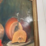 Old Oil Painting Still Life Golden Frame Signed Marcille 1990