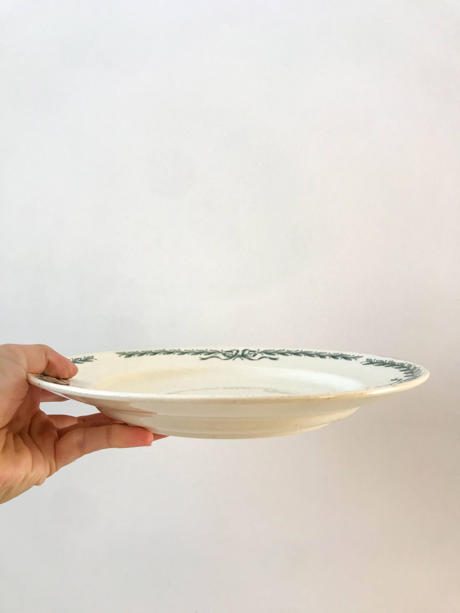 set of 5 large flat plates in Terre de Fer Longchamp model Belleville late 19th century