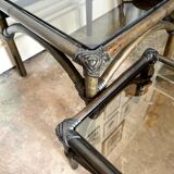 2 coffee tables, rattan sofa tips and smoked glass