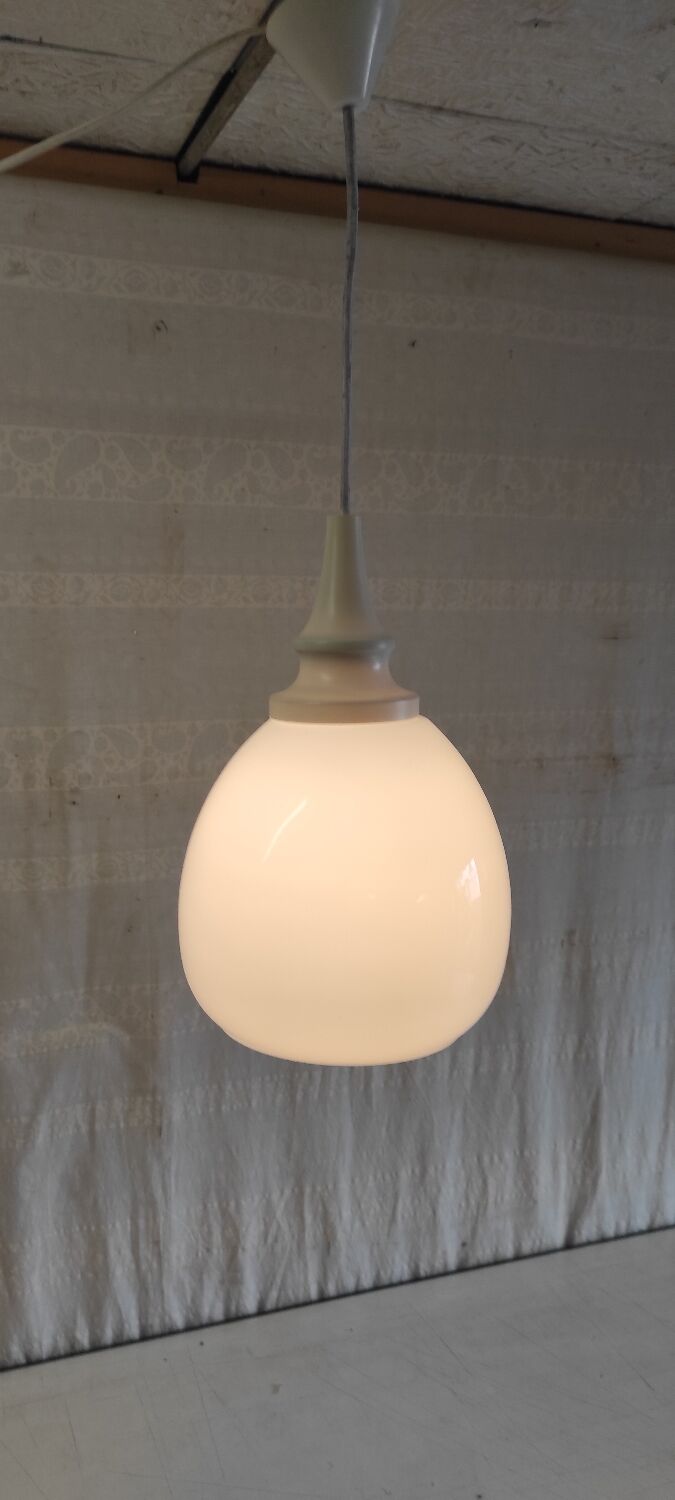 Scandinavian globe opaline suspension style - 1960s/70s