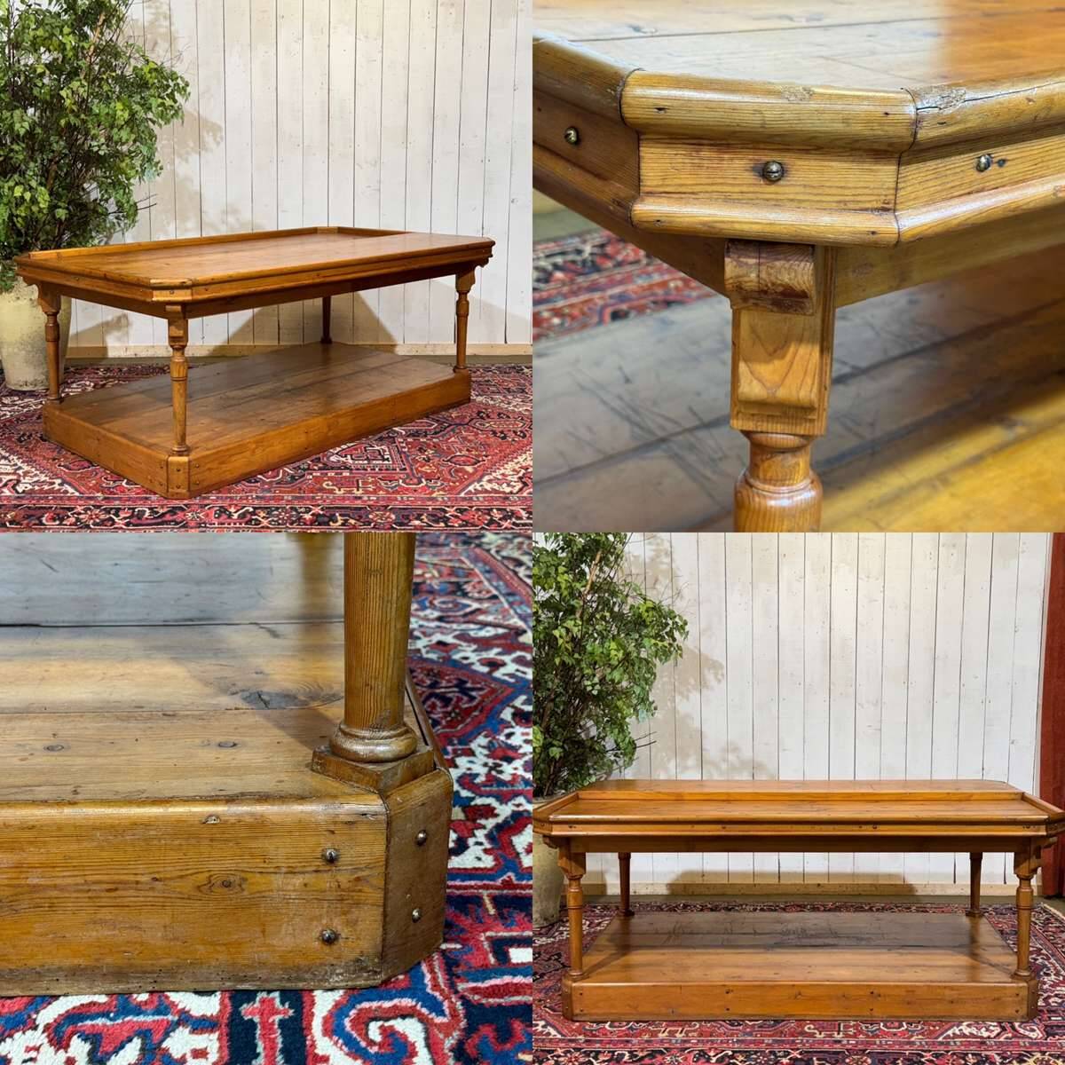 19th-century work table in English pine.