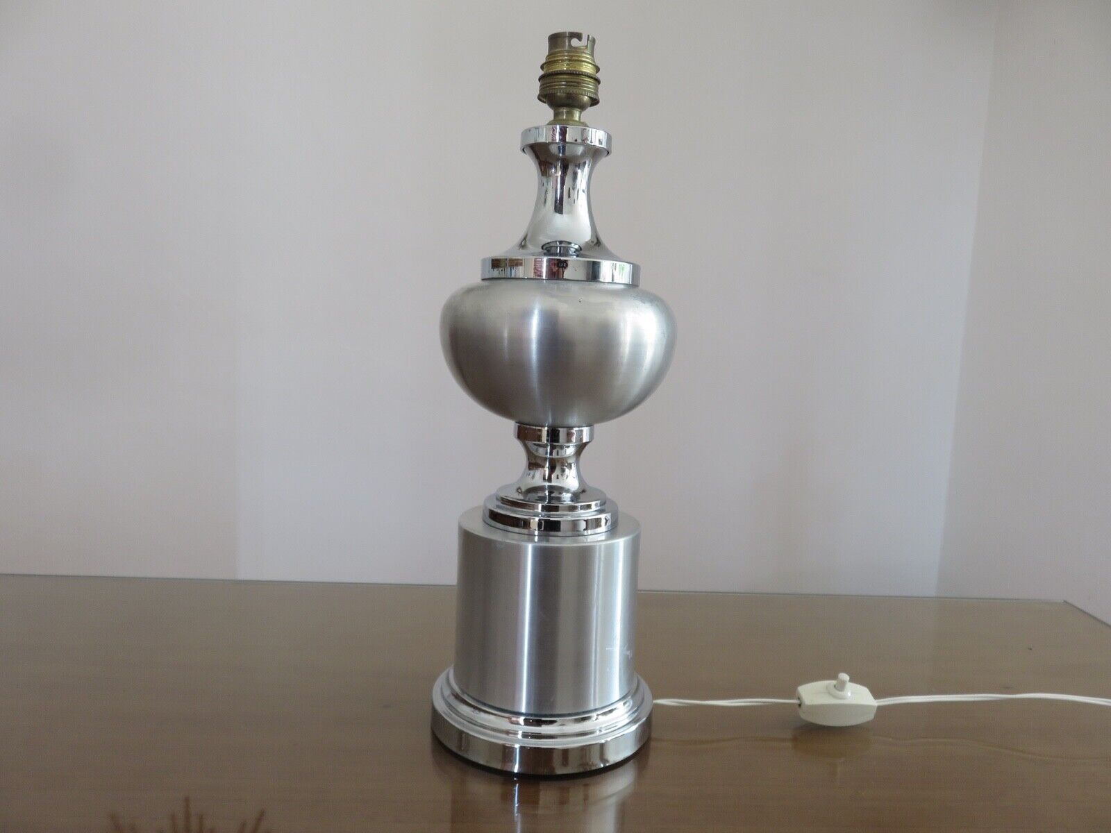 Brushed aluminum lamp and chrome aluminum typical 70s