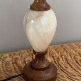 Alabaster and wood lamp base