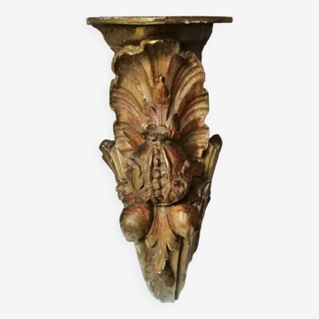 Petite console pour statuette ancienne en bois sculpté XIX ème
