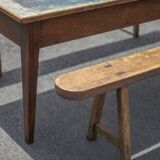 Farmhouse table and its 2 benches, living room table, wooden table with pair of wooden benches