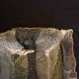 Claude Champy signed dish in glazed stoneware with free edges, late 20th century