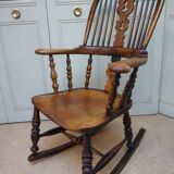 Chaise à Bascule Windsor Antique du 19ème Siècle