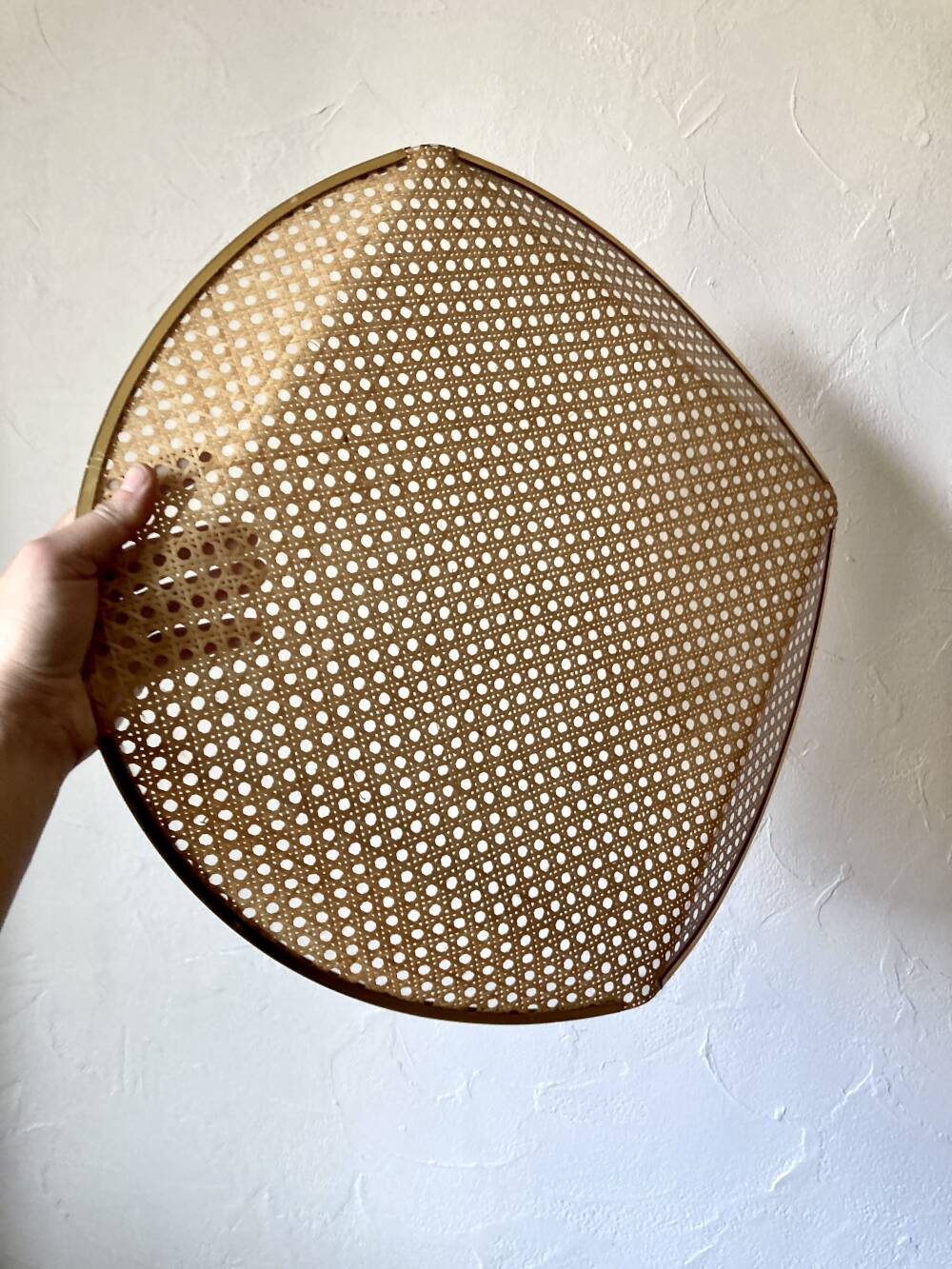 Acrylic glass plateau, caning & brass, 1970, attributed to Roche Bobois.