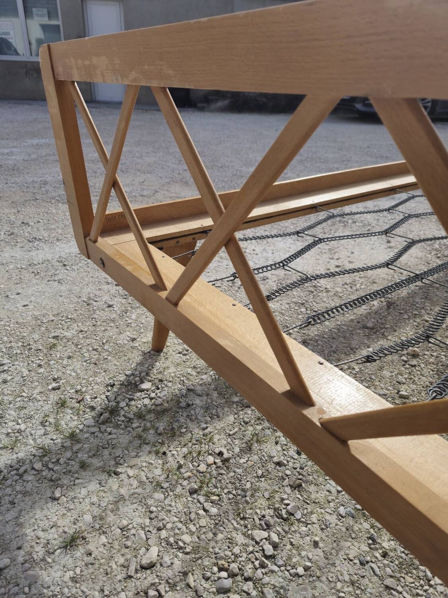 Vintage bed with compass feet from the 1950s