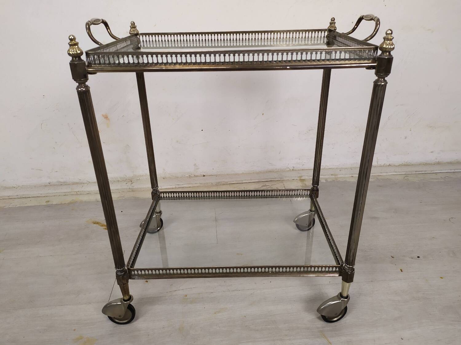 Silver-plated brass rolling trolley