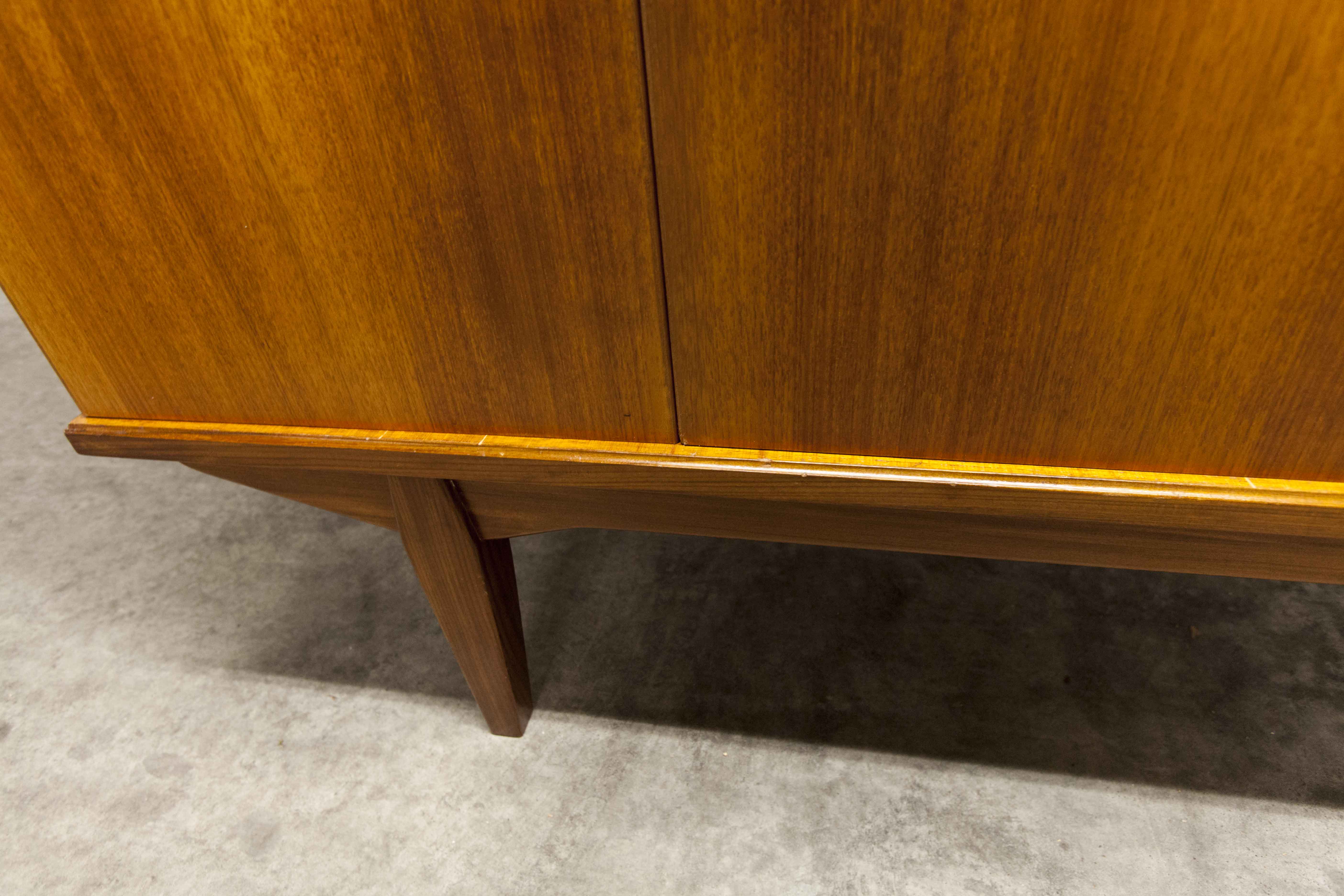 Scandinavian teak cabinet 4 doors 2+1 drawers wardrobe 1960