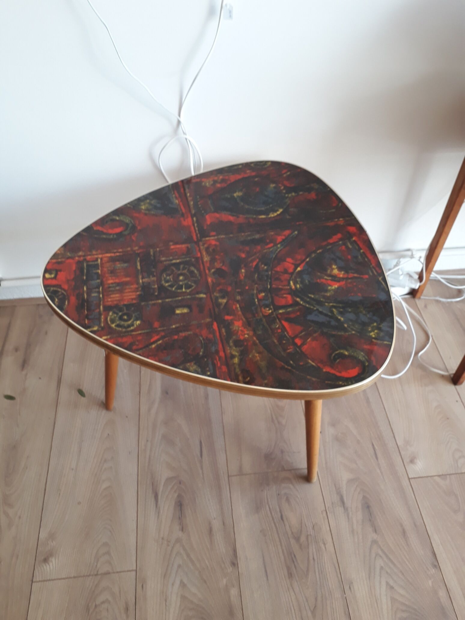 Tripod coffee table, formica tray