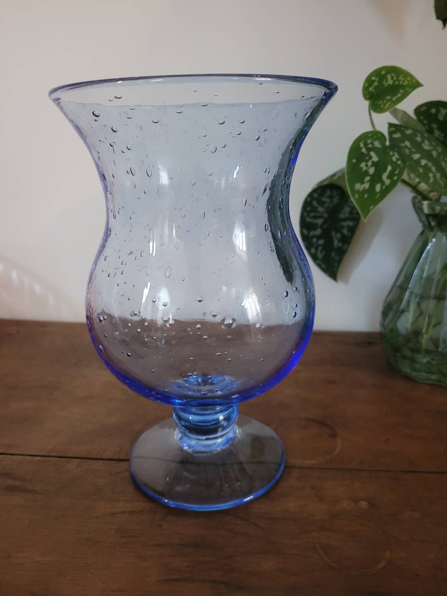 Blue bubble glass lantern