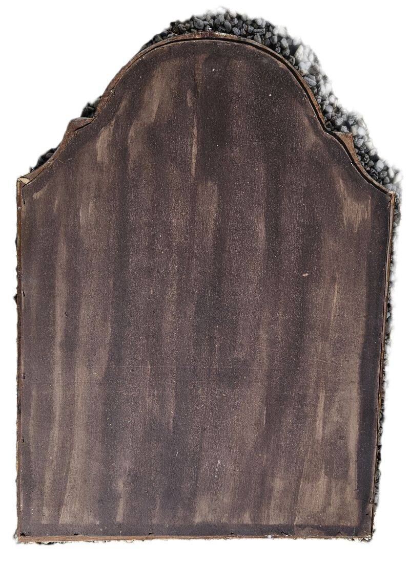 Large gilded wooden mirror in the shape of a gendarme hat