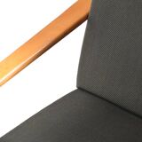 Mid-century armchair in green fabric and beech wood by Jitona, Czechoslovakia 1960s