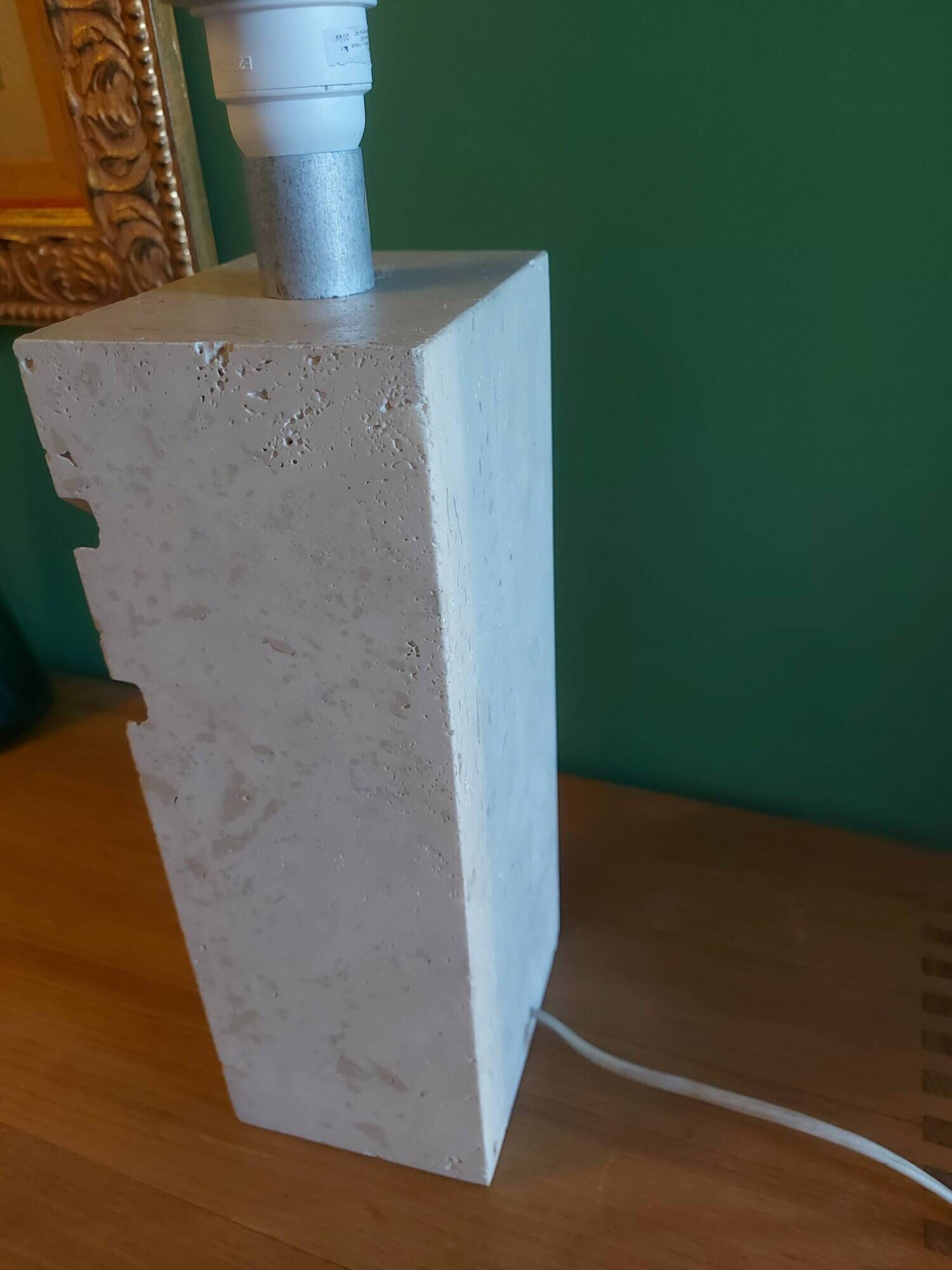 Travertine lamp foot with its original lampshade