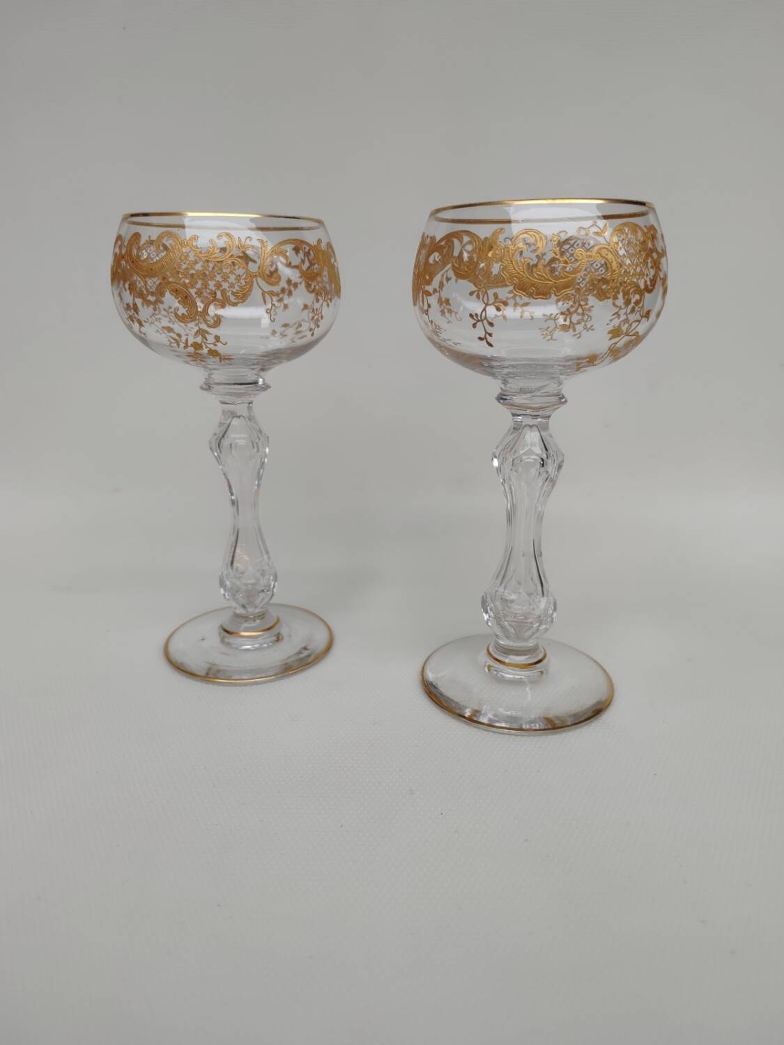 Pair of gilded Saint Louis crystal glasses, circa 1900.
