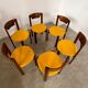 Set of 6 Scandinavian style chairs Girsberger 70s vintage solid wood mustard yellow
