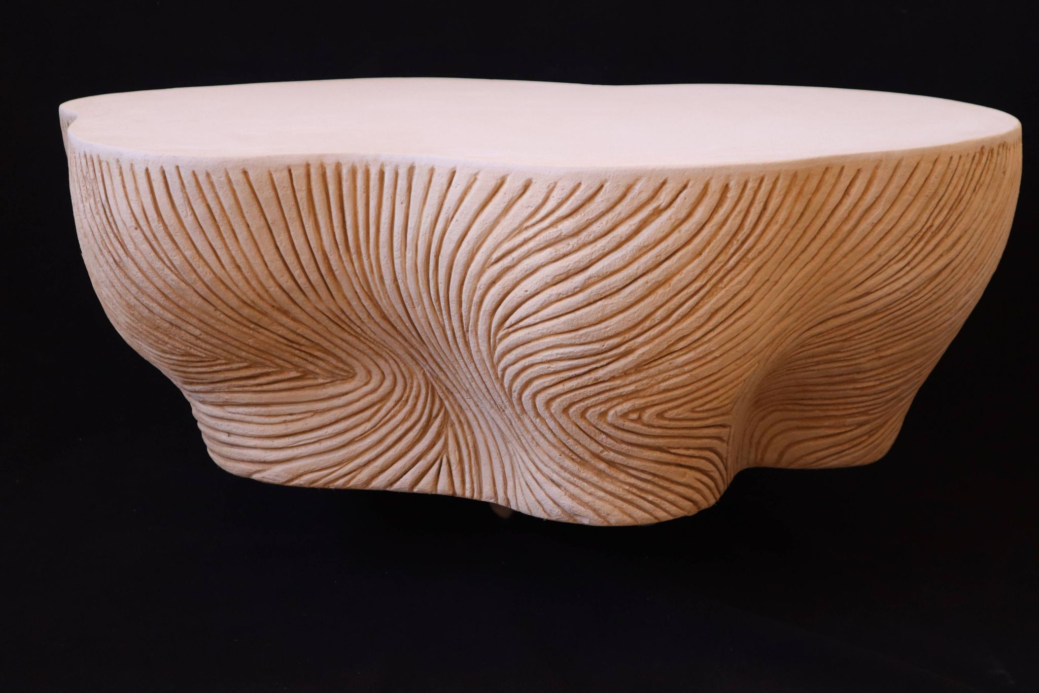 Spiral, designer coffee table with stone effect, unique handmade creation.