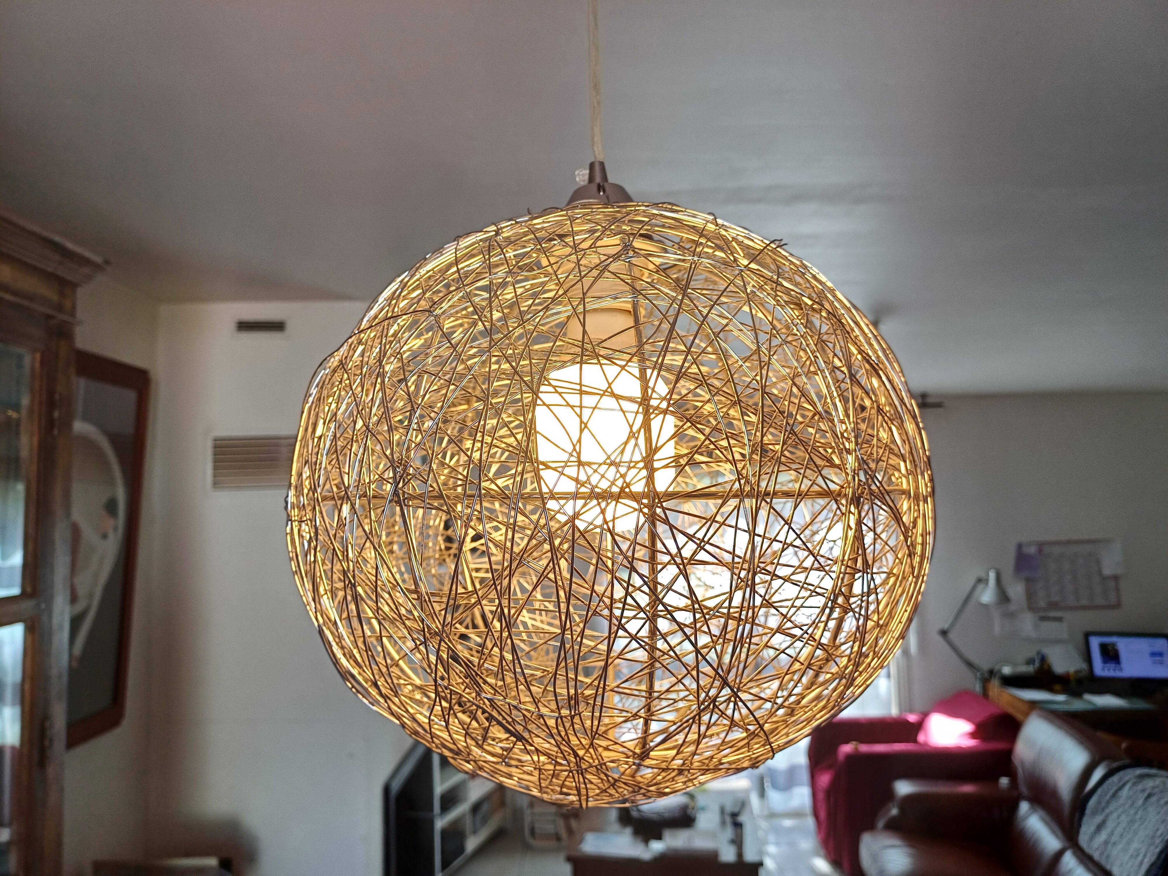 Vintage Twisted Silver Metal Pendant Light
