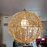 Vintage Twisted Silver Metal Pendant Light