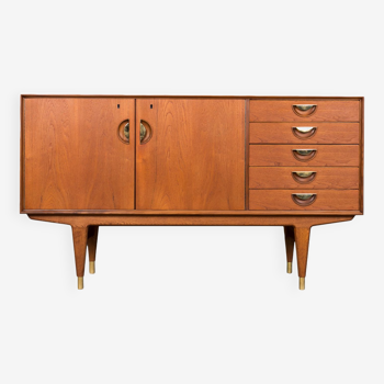 Teak wood sideboard and brass details, 1950s